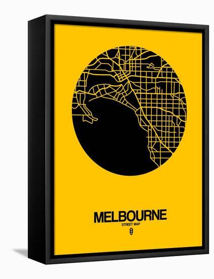 Melbourne Street Map Yellow-NaxArt-Framed Stretched Canvas