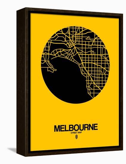 Melbourne Street Map Yellow-NaxArt-Framed Stretched Canvas