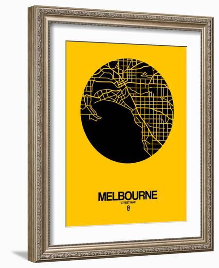 Melbourne Street Map Yellow-NaxArt-Framed Art Print