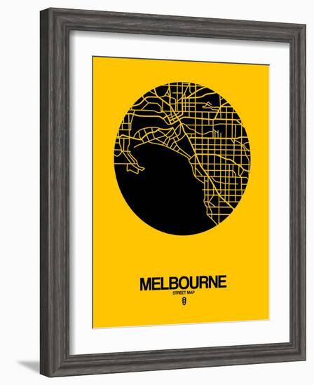 Melbourne Street Map Yellow-NaxArt-Framed Art Print