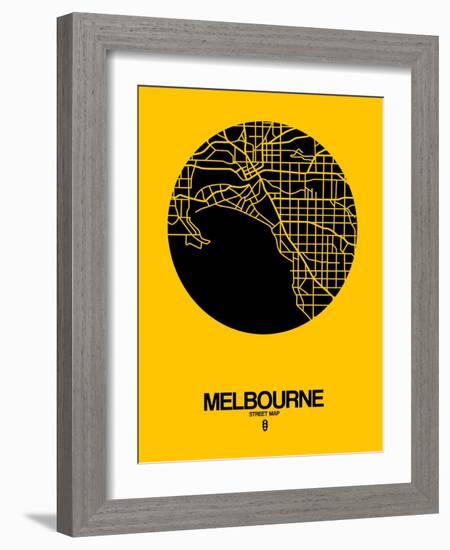 Melbourne Street Map Yellow-NaxArt-Framed Art Print