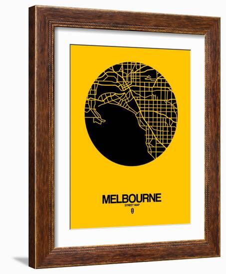 Melbourne Street Map Yellow-NaxArt-Framed Art Print