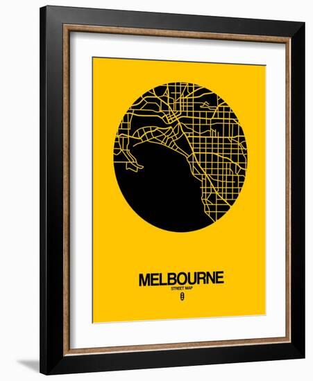 Melbourne Street Map Yellow-NaxArt-Framed Art Print