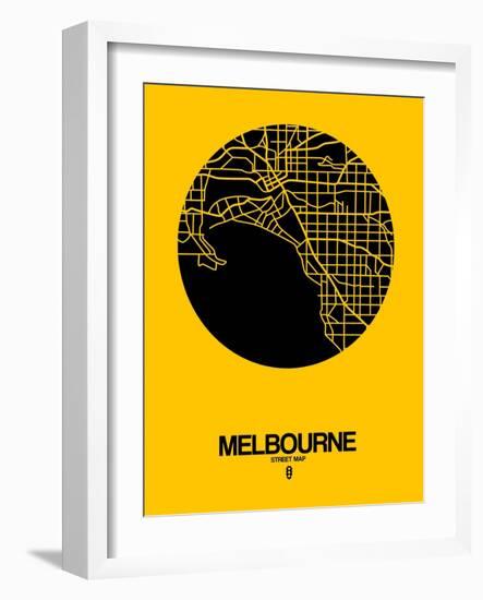 Melbourne Street Map Yellow-NaxArt-Framed Art Print