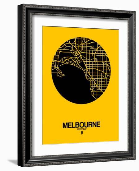 Melbourne Street Map Yellow-NaxArt-Framed Art Print