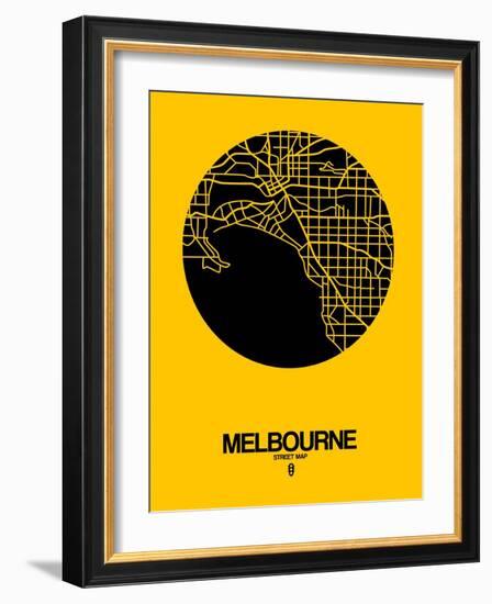 Melbourne Street Map Yellow-NaxArt-Framed Art Print