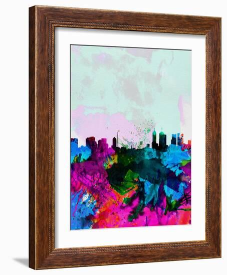 Melbourne Watercolor Skyline-NaxArt-Framed Art Print