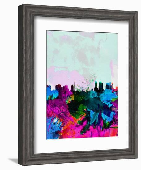 Melbourne Watercolor Skyline-NaxArt-Framed Art Print