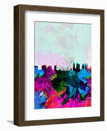 Melbourne Watercolor Skyline-NaxArt-Framed Art Print