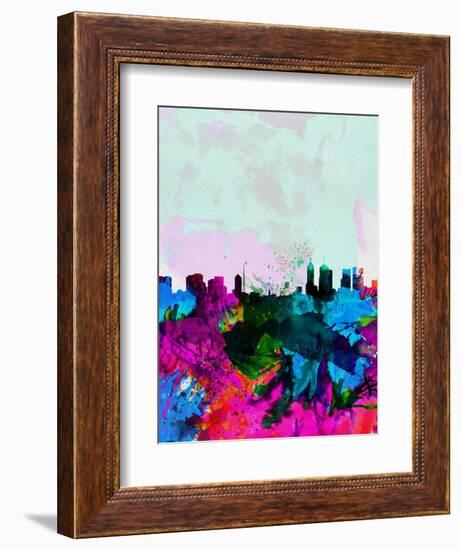 Melbourne Watercolor Skyline-NaxArt-Framed Art Print