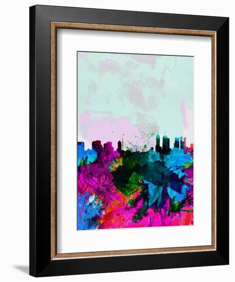 Melbourne Watercolor Skyline-NaxArt-Framed Art Print