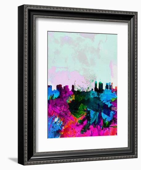 Melbourne Watercolor Skyline-NaxArt-Framed Art Print