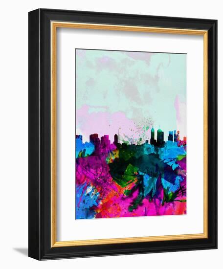 Melbourne Watercolor Skyline-NaxArt-Framed Art Print