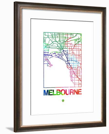 Melbourne Watercolor Street Map-NaxArt-Framed Art Print