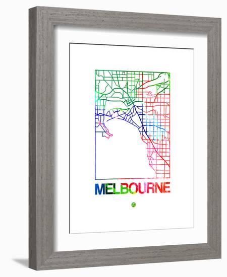 Melbourne Watercolor Street Map-NaxArt-Framed Art Print