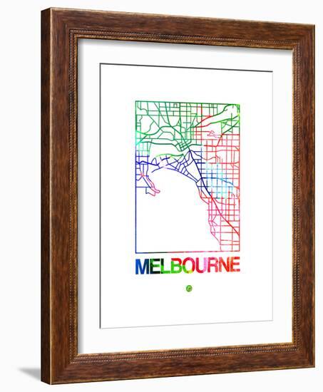 Melbourne Watercolor Street Map-NaxArt-Framed Art Print