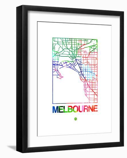 Melbourne Watercolor Street Map-NaxArt-Framed Art Print