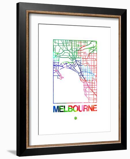 Melbourne Watercolor Street Map-NaxArt-Framed Art Print