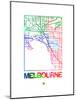 Melbourne Watercolor Street Map-NaxArt-Mounted Art Print