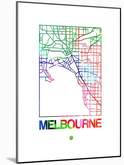 Melbourne Watercolor Street Map-NaxArt-Mounted Art Print