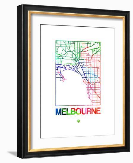 Melbourne Watercolor Street Map-NaxArt-Framed Art Print