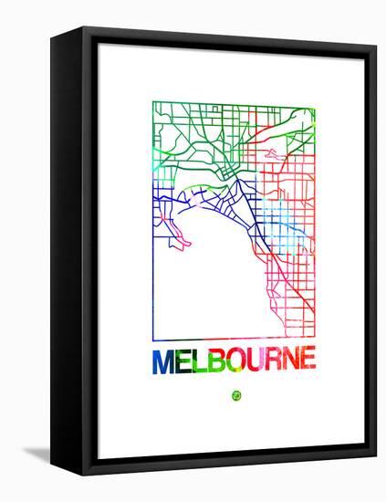 Melbourne Watercolor Street Map-NaxArt-Framed Stretched Canvas