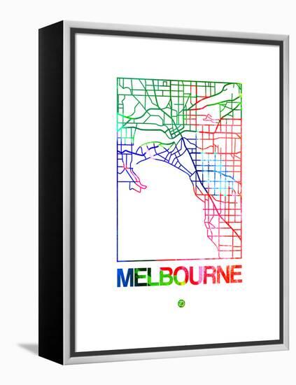 Melbourne Watercolor Street Map-NaxArt-Framed Stretched Canvas