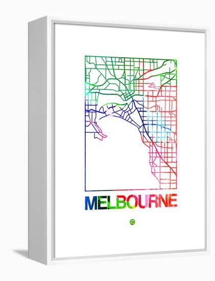 Melbourne Watercolor Street Map-NaxArt-Framed Stretched Canvas