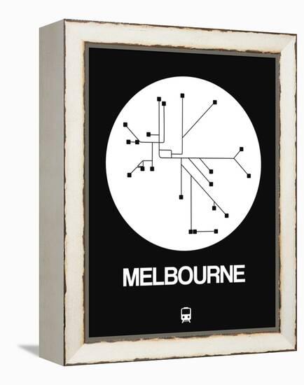 Melbourne White Subway Map-NaxArt-Framed Stretched Canvas