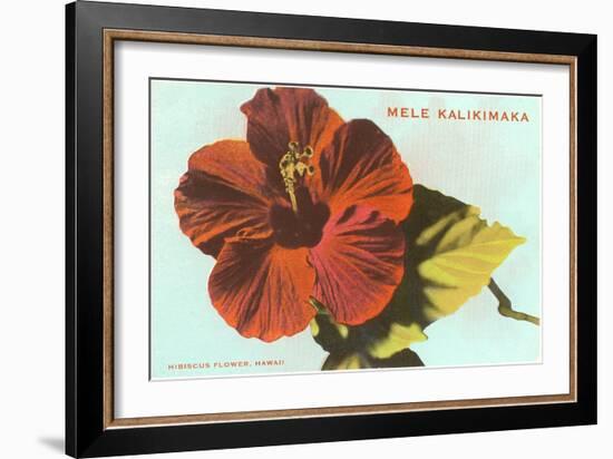 Mele Kalikimaka, Hibiscus Blossom-null-Framed Art Print