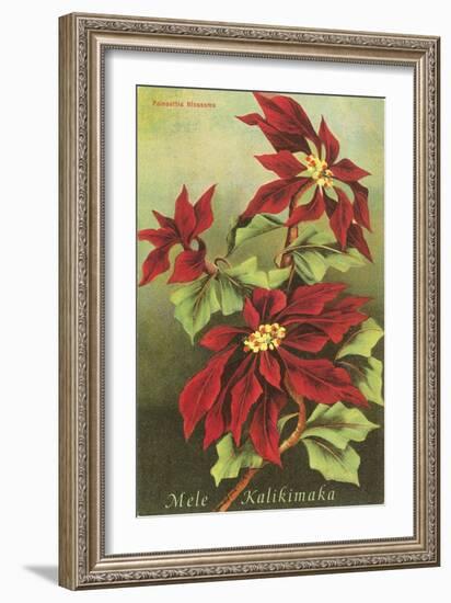 Mele Kalikimaka, Poinsettias-null-Framed Art Print