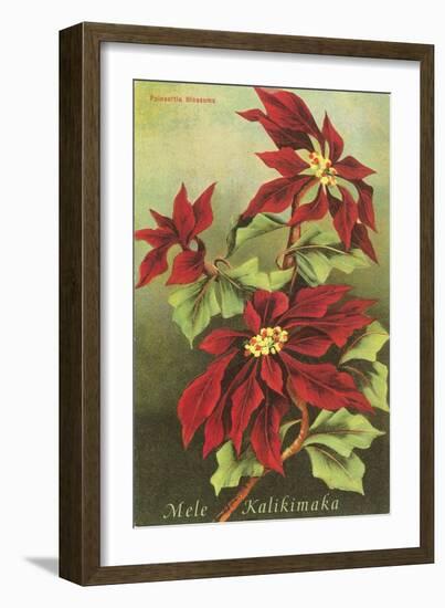 Mele Kalikimaka, Poinsettias-null-Framed Art Print