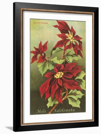 Mele Kalikimaka, Poinsettias-null-Framed Art Print