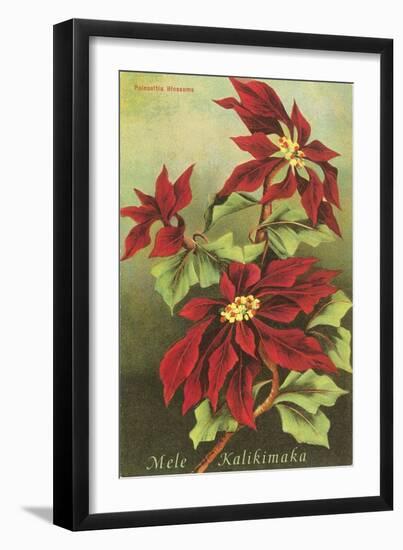 Mele Kalikimaka, Poinsettias-null-Framed Art Print