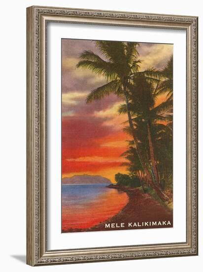 Mele Kalikimaka, Sunset on Lagoon-null-Framed Art Print