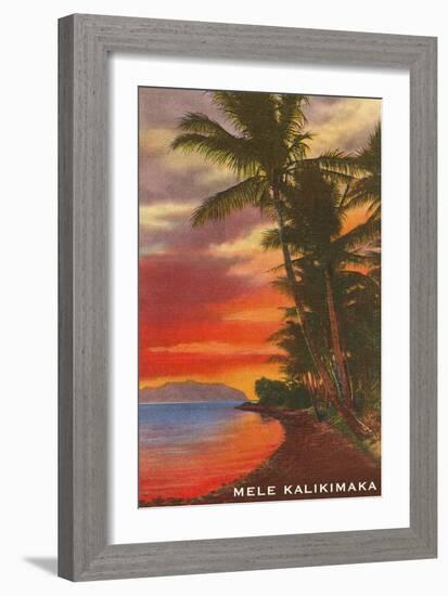 Mele Kalikimaka, Sunset on Lagoon-null-Framed Art Print