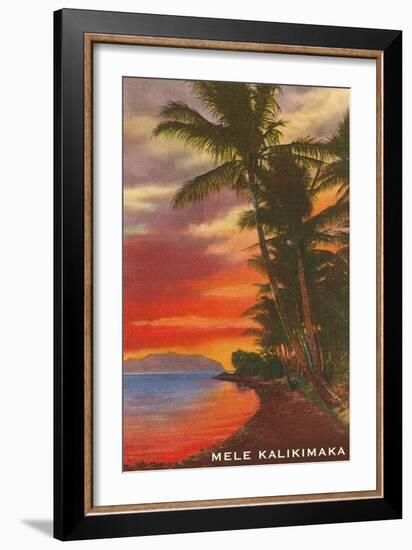 Mele Kalikimaka, Sunset on Lagoon-null-Framed Art Print