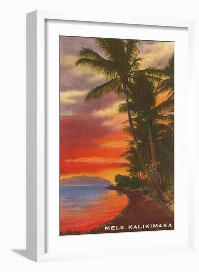 Mele Kalikimaka, Sunset on Lagoon-null-Framed Art Print