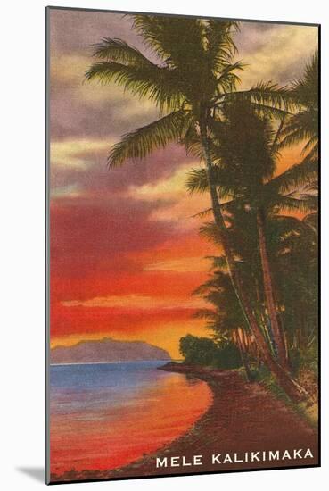 Mele Kalikimaka, Sunset on Lagoon-null-Mounted Art Print