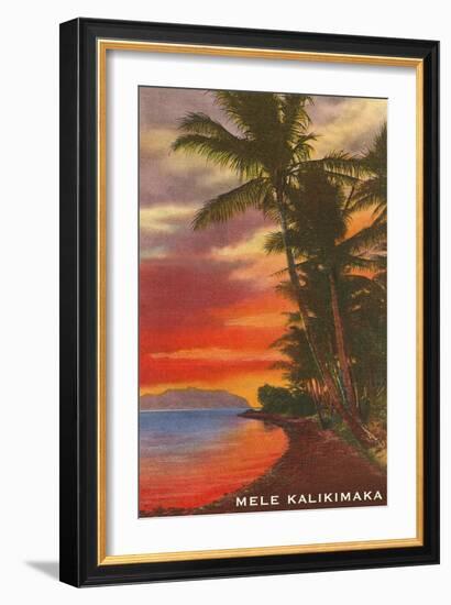 Mele Kalikimaka, Sunset on Lagoon-null-Framed Art Print