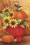 Sunflower And Pumpkin Red Basket Welcome 2-Melinda Hipsher-Giclee Print