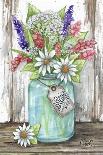 Welcome Friends Mason Jar of Daisies-Melinda Hipsher-Giclee Print