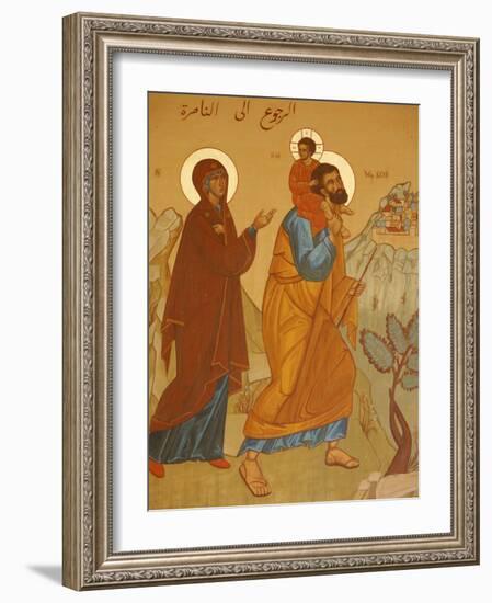 Melkite Icon of the Holy Family Returning to Nazareth, Nazareth, Galilee, Israel, Middle East-Godong-Framed Photographic Print