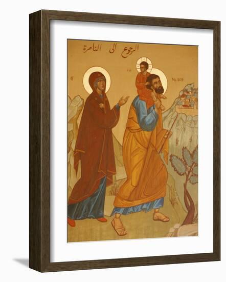 Melkite Icon of the Holy Family Returning to Nazareth, Nazareth, Galilee, Israel, Middle East-Godong-Framed Photographic Print