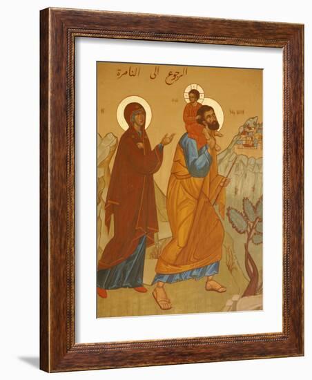 Melkite Icon of the Holy Family Returning to Nazareth, Nazareth, Galilee, Israel, Middle East-Godong-Framed Photographic Print