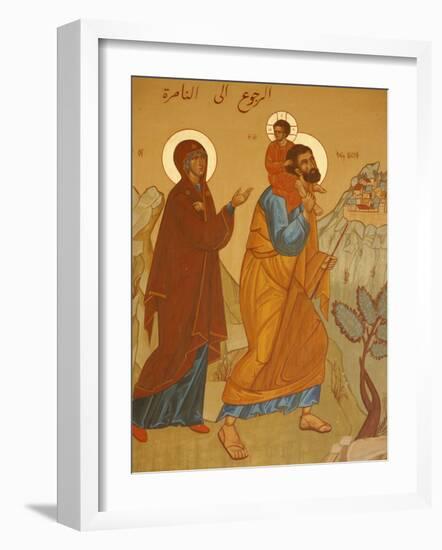 Melkite Icon of the Holy Family Returning to Nazareth, Nazareth, Galilee, Israel, Middle East-Godong-Framed Photographic Print