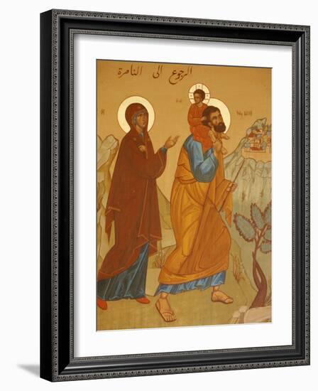 Melkite Icon of the Holy Family Returning to Nazareth, Nazareth, Galilee, Israel, Middle East-Godong-Framed Photographic Print