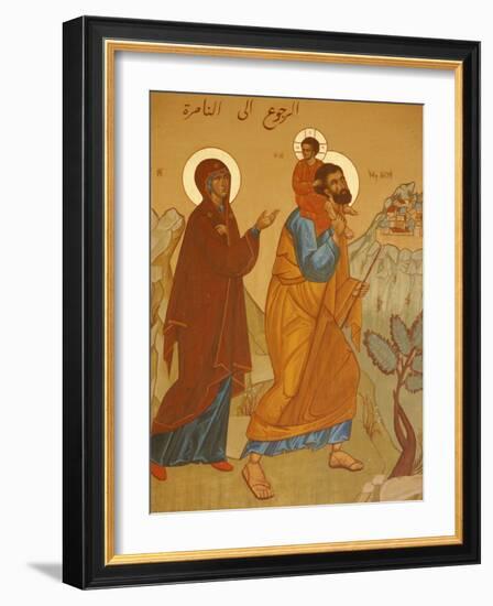 Melkite Icon of the Holy Family Returning to Nazareth, Nazareth, Galilee, Israel, Middle East-Godong-Framed Photographic Print