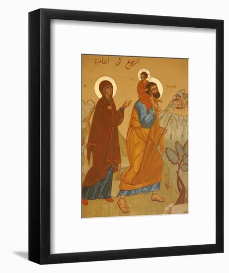 Melkite Icon of the Holy Family Returning to Nazareth, Nazareth, Galilee, Israel, Middle East-Godong-Framed Photographic Print