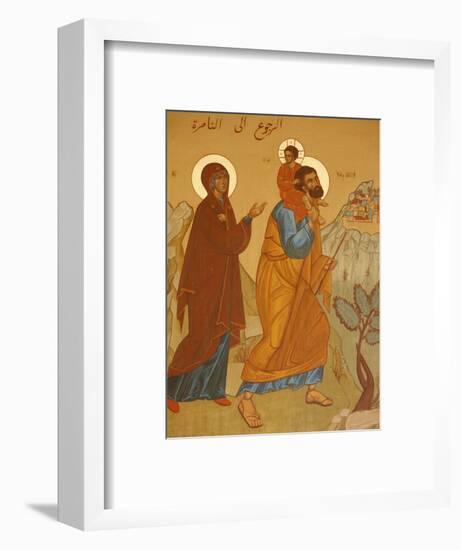 Melkite Icon of the Holy Family Returning to Nazareth, Nazareth, Galilee, Israel, Middle East-Godong-Framed Photographic Print